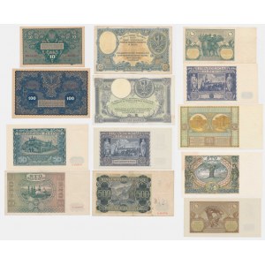 Set, Polish banknotes 1919-41 (13 pieces).