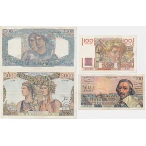 France, 100-5.000 Francs 1946-54 (4 pcs.)