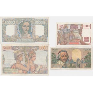 France, 100-5.000 Francs 1946-54 (4 pcs.)