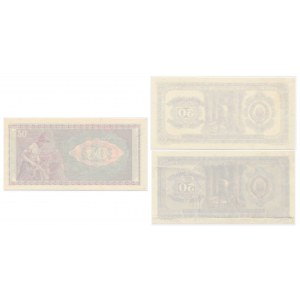 Jugoslávie, sada 50 dinárů 1946 - jednostranná (3 kusy).