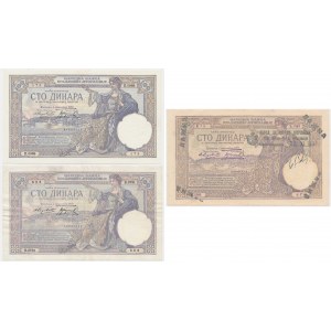 Juhoslávia, 100 dinárov 1929 (3 ks).