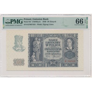 20 zlatých 1940 - K - PMG 66 EPQ