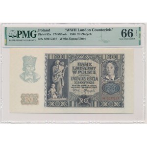 20 złotych 1940 - N - London Counterfeit - PMG 66 EPQ