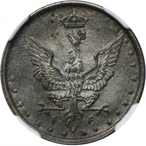 Poľské kráľovstvo, 10 fenigov 1917 - NGC MS62 - DESTRUKT