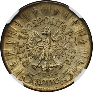 Piłsudski, 5 zlotých 1935 - NGC MS63