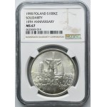 100.000 złotych 1990 Solidarność - TYP B - NGC MS67