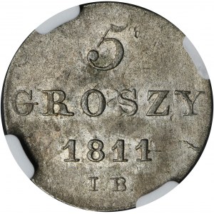 Varšavské knížectví, 5 groszy Warsaw 1811 IB - NGC AU DETAILY