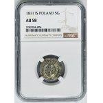 Varšavské knížectví, 5 grošů Varšava 1811 IS - NGC AU58 - změna