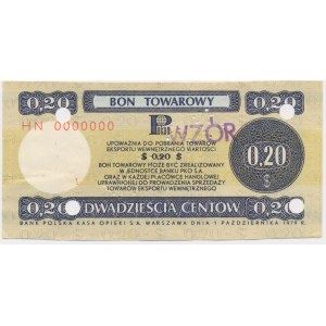Pewex, 20 centů 1979 - MODEL - HN 0000000 -.