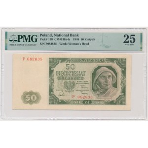 50 złotych 1948 - P - PMG 25 - numeracja sześciocyfrowa - RZADKI