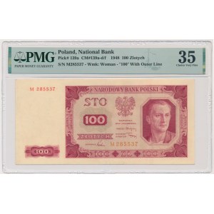 100 złotych 1948 - M - PMG 35 - rzadka seria