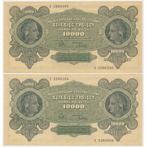 10,000 marks 1922 - I - consecutive numbers (2 pieces).