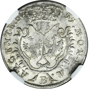 Sliezsko, pruská vláda, Fridrich II. šiesty Vroclavský 1755 B - NGC MS61