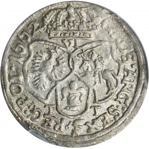 John II Casimir, 6 Groschen Bromberg 1662 TT - PCGS AU58