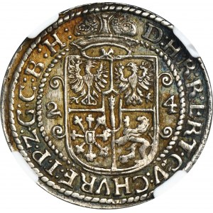 Duchy of Prussia, Georg Wilhelm, 1/4 Thaler Königsberg 1624 - NGC AU55