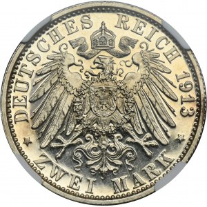 Nemecko, Pruské kráľovstvo, Wilhelm II, 2 marky Berlín 1913 A - NGC PROOF DETAILY