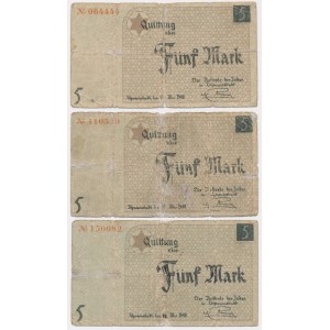 5 Mark 1940 - orange serial number - cardboard paper (3 pcs.)