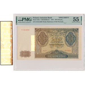 100 PLN 1941 - D - PMG 55 - perforace MUSTER