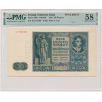 50 gold 1941 - D - PMG 58 - perforation MUSTER