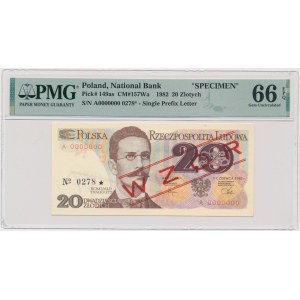 20 złotych 1982 - WZÓR - A 0000000 - No.0278 - PMG 66 EPQ