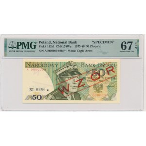 50 złotych 1975 - WZÓR - A 0000000 - No.0386 - PMG 67 EPQ