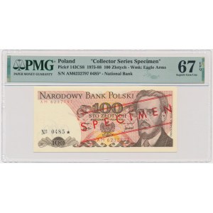 100 złotych 1976 - SPECIMEN/WZÓR - AM - No.0485 - PMG 67 EPQ