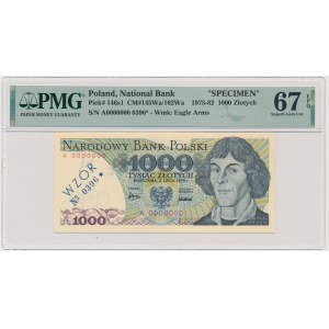1.000 złotych 1975 - WZÓR - A 0000000 - No. 0396 - PMG 67 EPQ