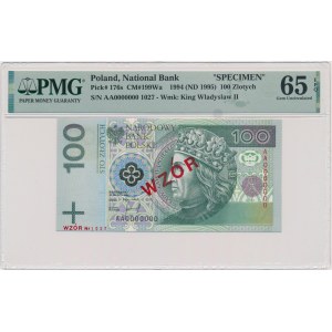 100 złotych 1994 - WZÓR - AA 0000000 - Nr. 1027 - PMG 65 EPQ