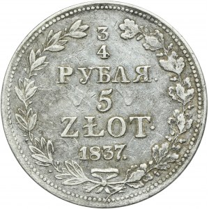 3/4 rublu = 5 zlotých Varšava 1837 MW - SPIRIT efekt