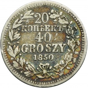 20 kopejok = 40 grošov Varšava 1850 MW - RARE