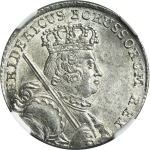 Silesia, Prussia rule, Friedrich II, 18 Groschen Breslau 1756 B - NGC MS62