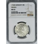 Silesia, Prussia rule, Friedrich II, 18 Groschen Breslau 1756 B - NGC MS62