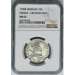 Silesia, Prussia rule, Friedrich II, 18 Groschen Breslau 1758 B - NGC MS63