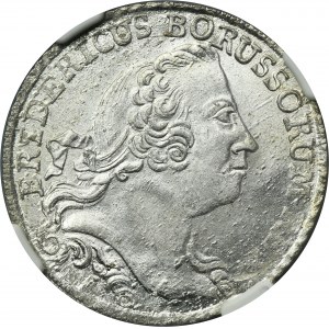 Silesia, Prussian rule, Friedrich II, 8 Gute groschen Breslau 1759 B - NGC MS64 - RARE, dot in the date