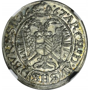 Sliezsko, vláda Habsburgovcov, Leopold I., 3 Krajcary Wroclaw 1667 SHS - NGC MS64 - NEPOZNÁMKA