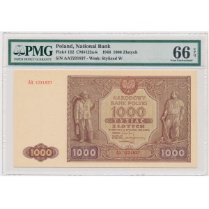 1 000 zlatých 1946 - AA - PMG 66 EPQ