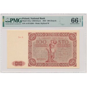 100 złotych 1947 - A - PMG 66 EPQ - pierwsza seria