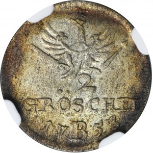 Sliezsko, pruská vláda, Fridrich II, 2 Greszels Wrocław 1753 B - NGC MS61