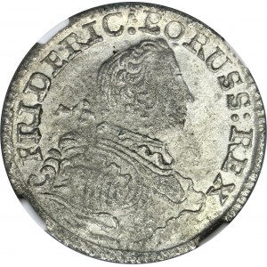 Sliezsko, pruská vláda, Fridrich II., 3 Krajcary Wrocław 1753 B - NGC MS64