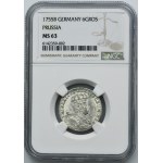 Sliezsko, pruská vláda, Fridrich II. šiesty Vroclavský 1755 B - NGC MS63