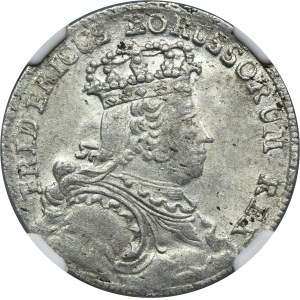 Silesia, Prussia rule, Friedrich II, 6 Groschen Breslau 1756 B - NGC MS63 - RARE, small crown