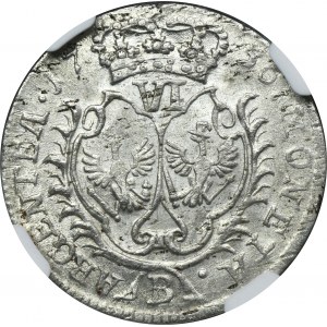 Silesia, Prussia rule, Friedrich II, 6 Groschen Breslau 1756 B - NGC MS63 - RARE, small crown