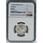 Silesia, Prussia rule, Friedrich II, 6 Groschen Breslau 1756 B - NGC MS63 - RARE, small crown