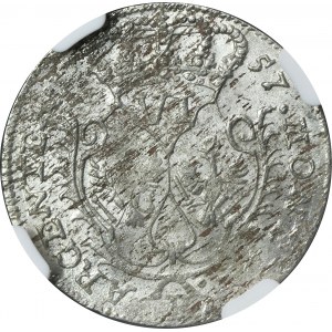 Sliezsko, pruská vláda, Fridrich II., Vroclavský šiesty 1757 B - NGC MS62 - Zriedkavé, busta buldoga