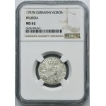 Silesia, Prussian rule, Friedrich II, 6 Groschen Breslau 1757 B - NGC MS62