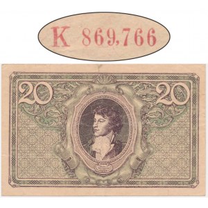 20 značek 1919 - K - řídká řada s čárkou