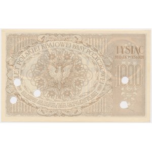 1.000 marek 1919 - Ser. ZN - małe S i wąska numeracja - CIEKAWY