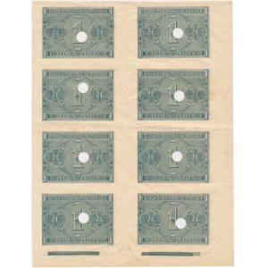 Arkusz 1 złoty 1941 - skasowany (8 szt.) - z paserami drukarskimi