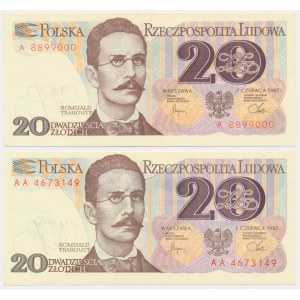 Zestaw, 20 złotych 1982 - A i AA (2 szt.)