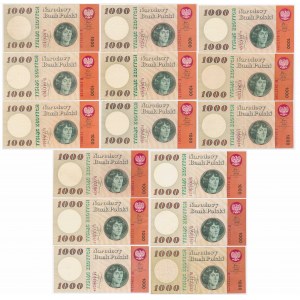 1.000 złotych 1965 - A do R (15 szt.)